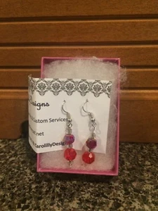 Fabulous New Red Crystal Earrings Handmade By Carolilly Designs-Never Worn - Bild 1 von 2