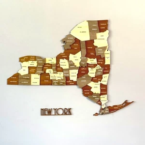 3D Wooden New York Map Wall Art Manhattan Travel Map USA Home Office Decor Gift - Bild 1 von 9