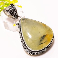 Prehnite Gemsotne Handmade Ethnic Fashion Jewelry Pendant 1.58" Sp-389