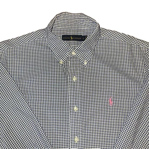 Ralph Lauren Hemd Herren L Blau Weiß Button Down LS Gingham Pink Pony - Bild 1 von 24