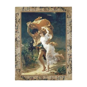 Couple In The Storm By Cot And Antique Flowers Two-Sided Cozy Velveteen Blanket - Picture 1 of 6