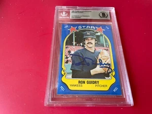 Ron Guidry Yankees 1981 Fleer Star Aufkleber Karte signiert Auto Beckett BAS Platte - Bild 1 von 2