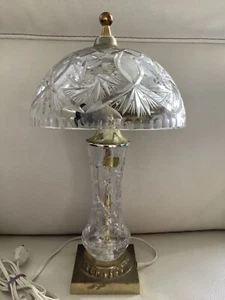 Vintage Antique Lead Crystal Lamp 15" Heart & Scroll Art Deco Rare Hand Cut NICE - Picture 1 of 15