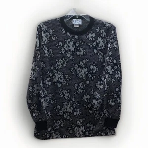 Vintage C.P. COMPAÑÍA Top Deportivo Talla M HECHO EN EE. UU. Manga Larga Floral, Metálico - Imagen 1 de 7