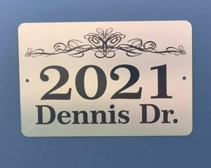 Letrero personalizado de dirección de hogar aluminio cepillado brillante letrero de placa de casa de 12"" x 8 - Imagen 1 de 1
