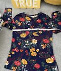 D&Co Large floral Tunic Top Fits 16-18 In a Used Nice Condition Navy Floral