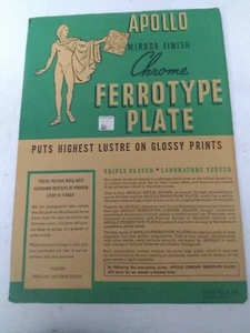 Vintage Apollo Mirror Finish Chrome Ferrotype Plate 10x14 - Picture 1 of 4