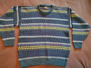 Vintage New Era Multicolor Geometric Abstract Acrylic Pullover Sweater USA Herren M-L - Bild 1 von 6