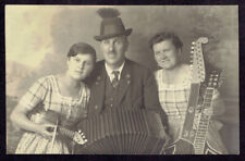 Photo RPPC Musicians with Harp Guitar Violin and Accordion (4461)