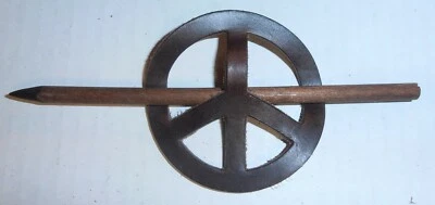 Vintage Genuine Leather Peace Sign Hair Barrette (3 Styles To Choose From) - Image 1 of 3