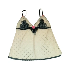 Size 10 Cami Top M&S Black Mix Luxrious Lace Sheer Chiffon Stretch - Picture 1 of 11