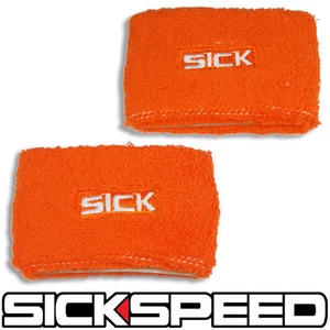 2 ORANGE ENGINE BAY RESERVOIR TANK COVER DRESS UP KIT FOR BRAKE/CLUTCH OIL P9 - Picture 1 of 1