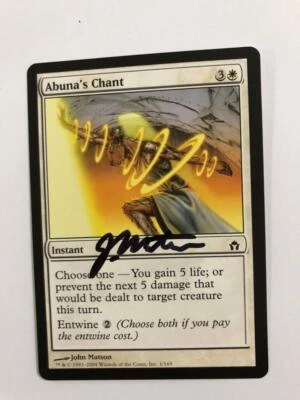 MTG ARTIST PROOF FIFTH DAWN ABUNA'S CHANT SIGNED BY JOHN MATSON COMMON WHITE - Image 1 of 4