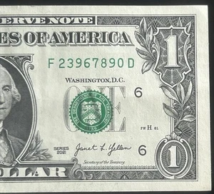 (5 DIGIT ASCENDING LADDER!) $1 Ascending Ladder Fancy Serial Number F23967890D - Picture 1 of 3