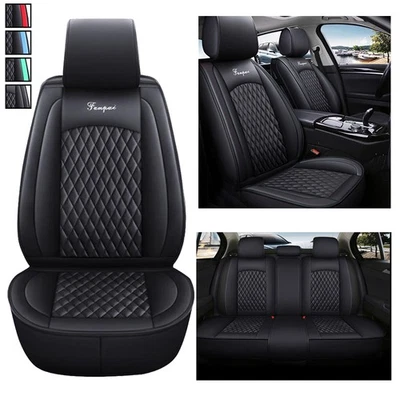 Car Seat Covers 5-Seats Front rear for Jaguar PU Leather Cushion Black Foto 1 de 4