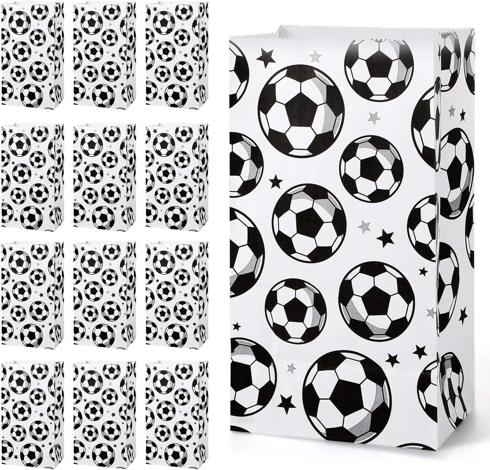 Paquete de 30 bolsas de papel para regalos de fiesta de fútbol suministros de regalo de fútbol para niños fanáticos Foto 1 de 4