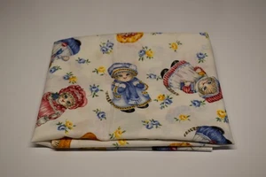 36" x 23" Kitty Cucumber In The Beginning Fabric Vtg Retro blue yellow floral - Picture 1 of 6