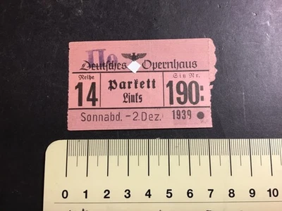 RAR Orig. Eintrittskarte Deutsches Opernhaus, BERLIN 02. Dezember 1939 - Bild 1 von 2