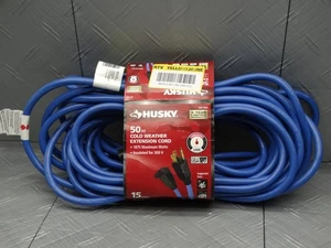 Husky 50ft Medium Duty Cold Weather Extension Cord Blue 383888 - Picture 1 of 7