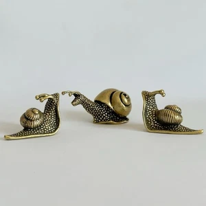 3Pcs Brass Snail Statue Decor, Retro Mini Copper Snail Statue Home Decoration... - Picture 1 of 7