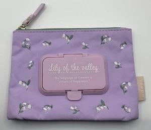 Japan SUN-STAR Seepo PUSH Flower Lily Of The Valley Pattern Makeup Zip Pouch - Picture 1 of 4