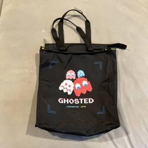 RARE - Awesome - LeSportsac X Pac-Man - GHOSTED - Large Black Tote Bag - Picture 1 of 8
