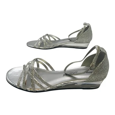 Easy Street Alive At 5 Tarrah Dress Sandal Silver Glitter US Women's 6.5 WW - Image 1 of 4