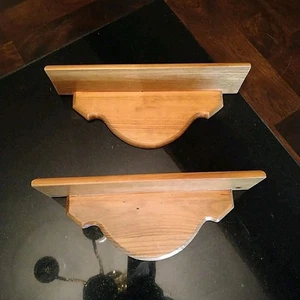 Vintage French Shelving 11" Decor Wood Matching Lot Of 2 Scalloped Cottage Core - Picture 1 of 8