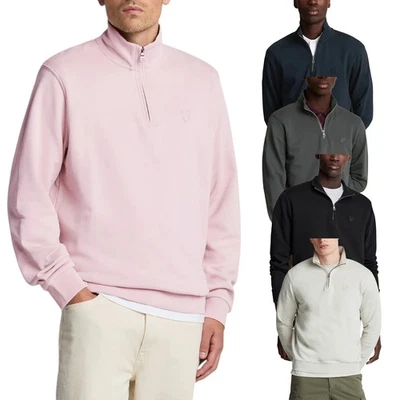 Lyle & Scott ML2022TON Tonal Eagle Half Zip Mens High Neck Jumper Sweatshirt Top - Image 1 of 4