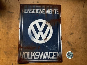 VW Volkswagen French Workshop Sign Rusty Weathered Worn Vintage Effect - Picture 1 of 3