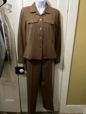 Vintage Rafaella Women’s Brown Pantsuit Size 4 Polyester Blend NWOT - Imagem 1 de 4