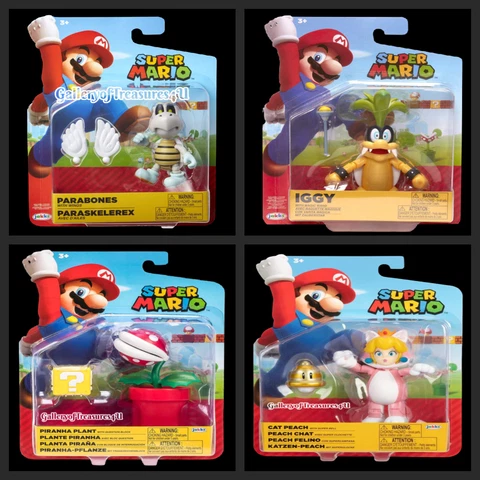 Super Mario 4" Iggy Cat Peach Parabones or Piranha Plant Action Figure Cover