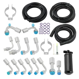 Air Conditioning Hose Kit 134A Beadlock Fitting Black Drier Professional Grade - Picture 1 of 14