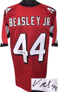 Vic Beasley, Jr. signed Red Custom Pro Style Jersey XL minor spot- JSA ITP Holo - Picture 1 of 1