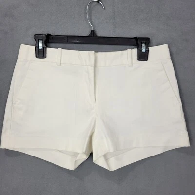 Shorts chino feminino Michael Kors 4 marfim algodão elástico bolsos com zíper mosca - Imagem 1 de 4