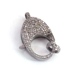 1 Pc Pave Diamond Lobster Claps, 36mmx12mm Lobster Claps, Both Side Pave Diamond - Picture 1 of 4