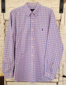 Ralph Lauren Polo Pony Pink Blue Plaid Check Button Up Shirt Oxford Classic XL - Picture 1 of 7