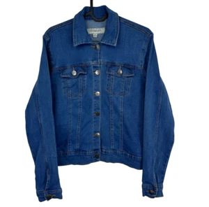 Calvin Klein Denim Trucker Jacket Womens Medium Blue Cowgirl Western Classic - Picture 1 of 12