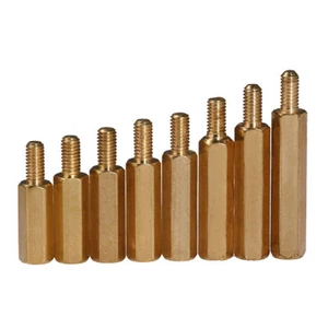 M3 M4 Brass Hexagonal Studs Female-Male Nuts Standoff Spacer Connector Rod Bar - Picture 1 of 4