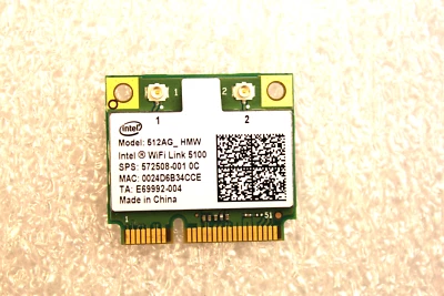 TARJETA INALÁMBRICA INTEL 5100 512AG_HMW WIFI 802.11 HALF-MINI PCI-EXPRESS 572508-001 Foto 1 de 2
