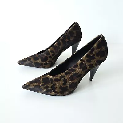 STUNNING WOMENS ALL SAINTS ADRIANNA PONYSKIN CALF LEATHER COURT HEEL BLACK 4 37 - Image 1 of 4