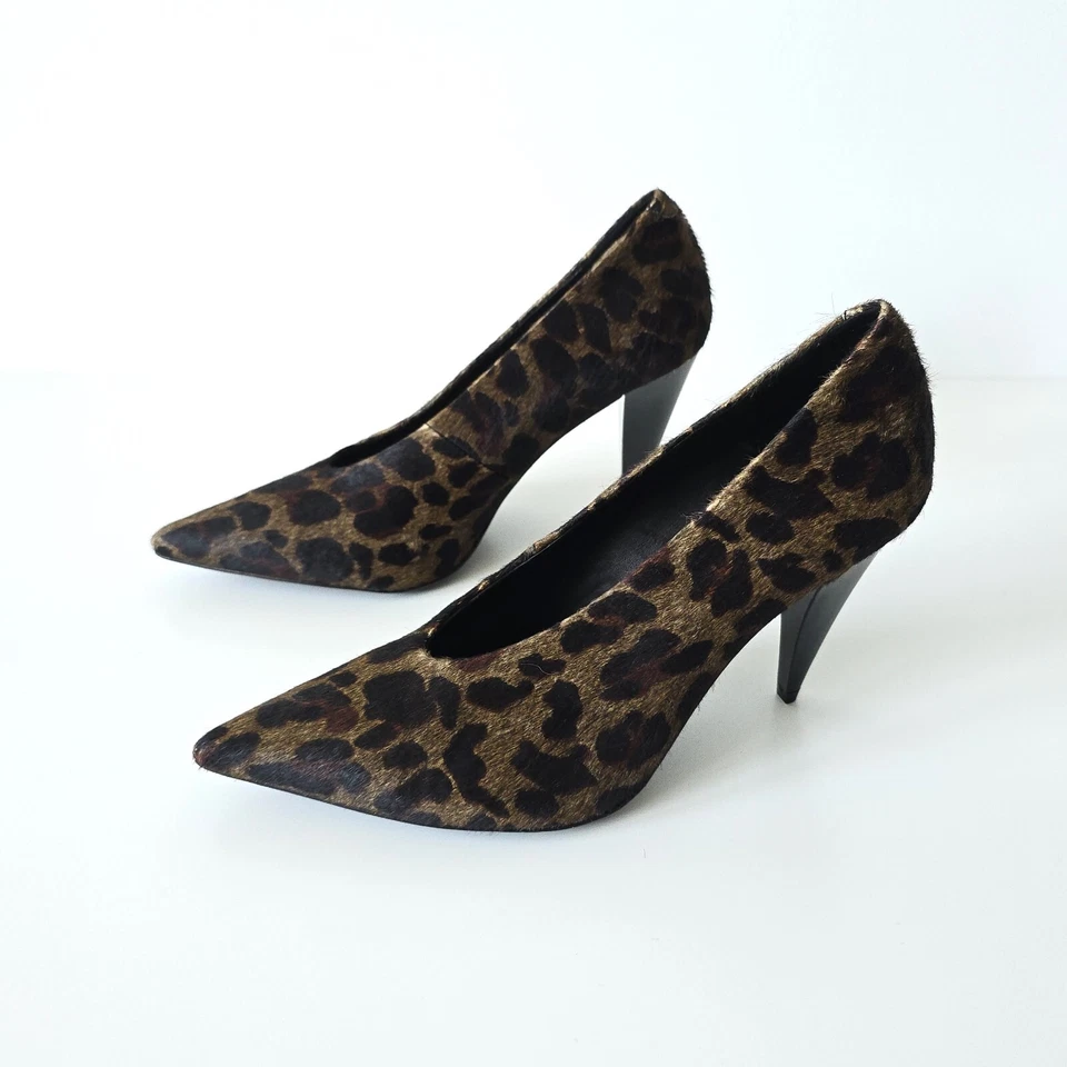 STUNNING WOMENS ALL SAINTS ADRIANNA PONYSKIN CALF LEATHER COURT HEEL BLACK 4 37 - Image 1 of 4