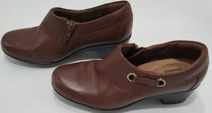 Clarks GENETTE DANBY Shooties donna taglia medio tacco 5,5 M pelle marrone zip laterale - Foto 1 di 9