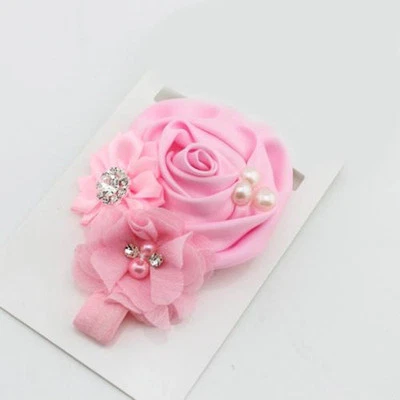1pc Satin Flower Infant Toddler Headband Baby Hair band w Pearl -Choose Color - Image 1 of 2