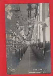 LANCASHIRE OLDHAM HATHERSAHW MAPLE COTTON MILL CORONATION DAY RP pu 1911 - Picture 1 of 1