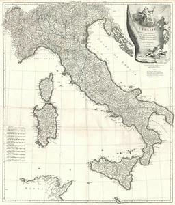 Antique Map "L'Italie" (Italy) J.B. Bourguignon d'Anville, 1743 - Picture 1 of 9