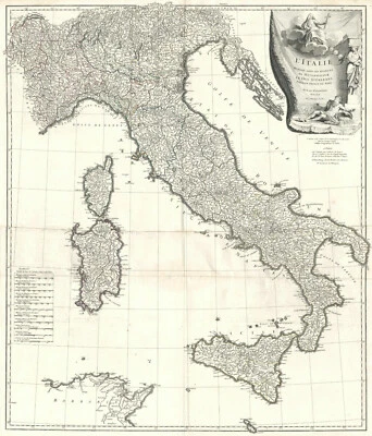 Antique Map "L'Italie" (Italy) J.B. Bourguignon d'Anville, 1743 - Image 1 of 4