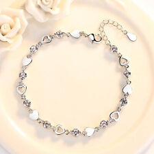 Bracelet chaîne en cristal en argent sterling 925 amour cœur femmes mariage bijoux cadeau