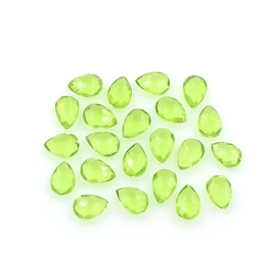 Pear Shape Peridot Hydro Faceted Loose Gemstone 9X13mm Brilliant Cut Loose Beads - Image 1 of 4