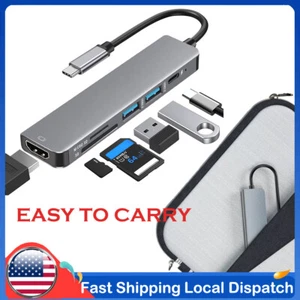 6 in 1 USB Type-C Hub To USB 2.0 3.0 HDMI SD/TF Adapter For MacBook Air Pro iPad - Picture 1 of 14